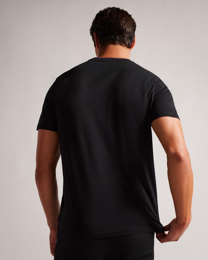 T-Shirt Ted Baker Short Sleeve Noir Homme | BAC-05442338